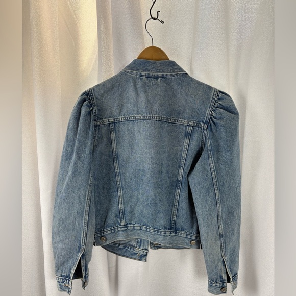 Gap Factory Puff Sleeve Icon Cropped Transitional Denim Jacket Coat NWOT Large - Picture 6 of 9